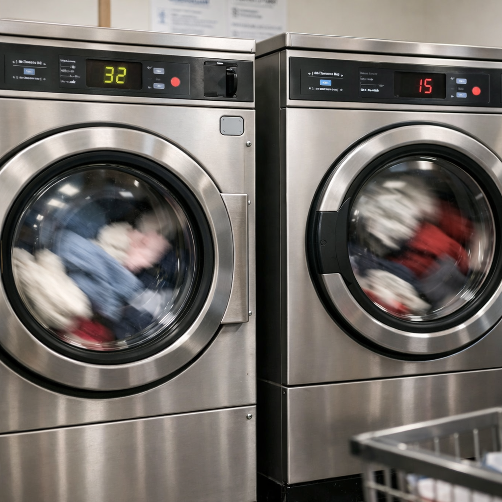 Lavadoras y secadoras profesionales en lavandería autoservicio