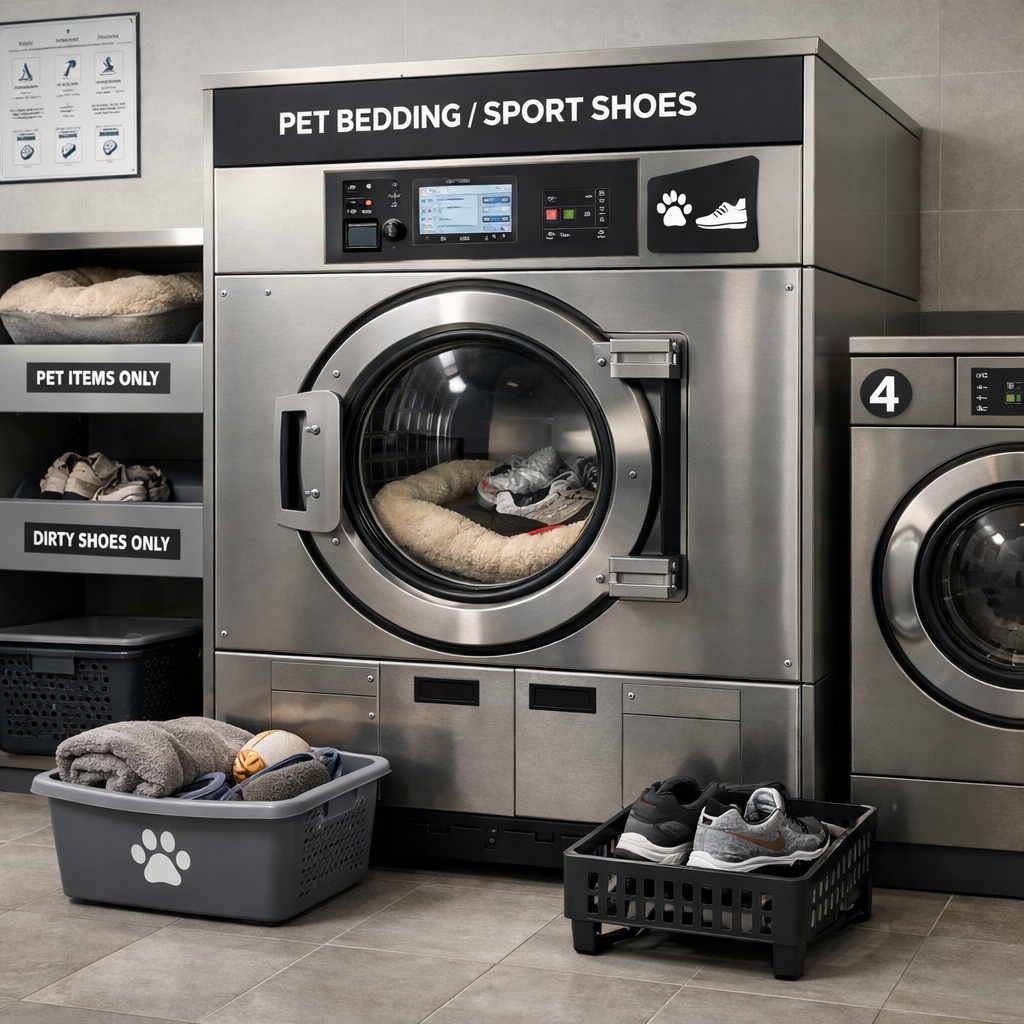 Lavadora profesional para prendas especiales en lavandería autoservicio